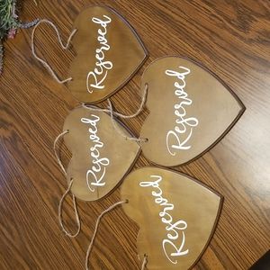 Wedding wooden reserved seating heart signs (4 pieces)